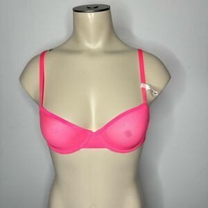 Aerie Women's Size 34B Balconette Unlined Underwire Bra Pink Mesh Adjustable NWT